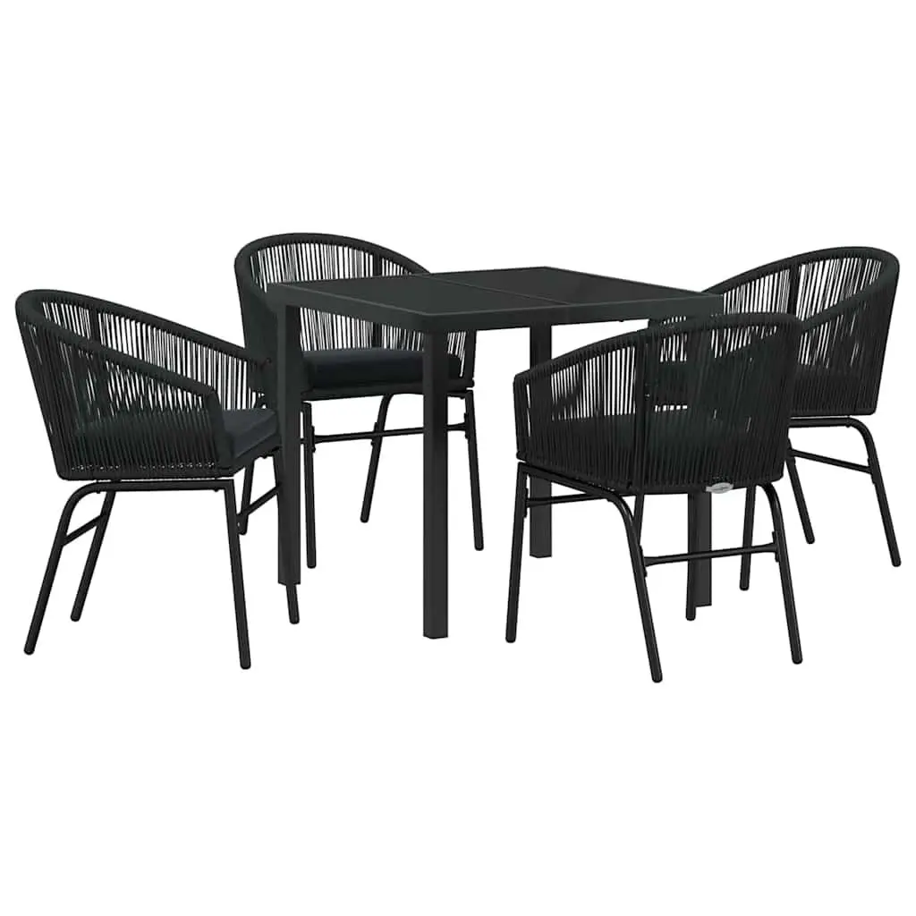 5-Piece Black Steel Outdoor Dining Set