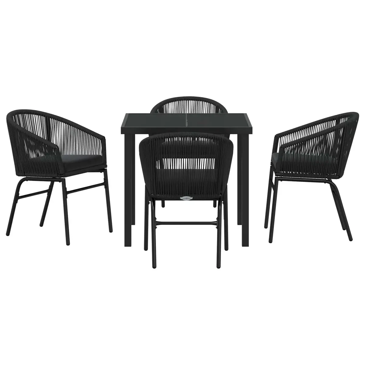 5-Piece Black Steel Outdoor Dining Set
