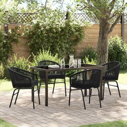 Stylish Black Steel Frame Garden Dining Set - 5 Piece