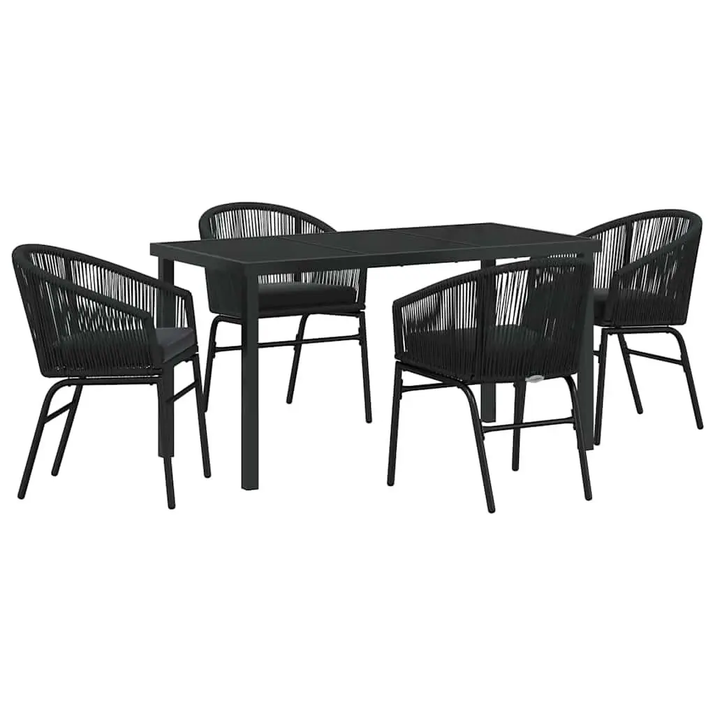 Garden Dining Set 5 Piece Black Steel Frame Outdoor Furniture Patio Dining Table