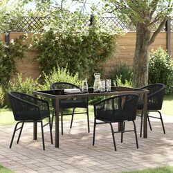 Stylish Black Steel 5-Piece Garden Dining Set
