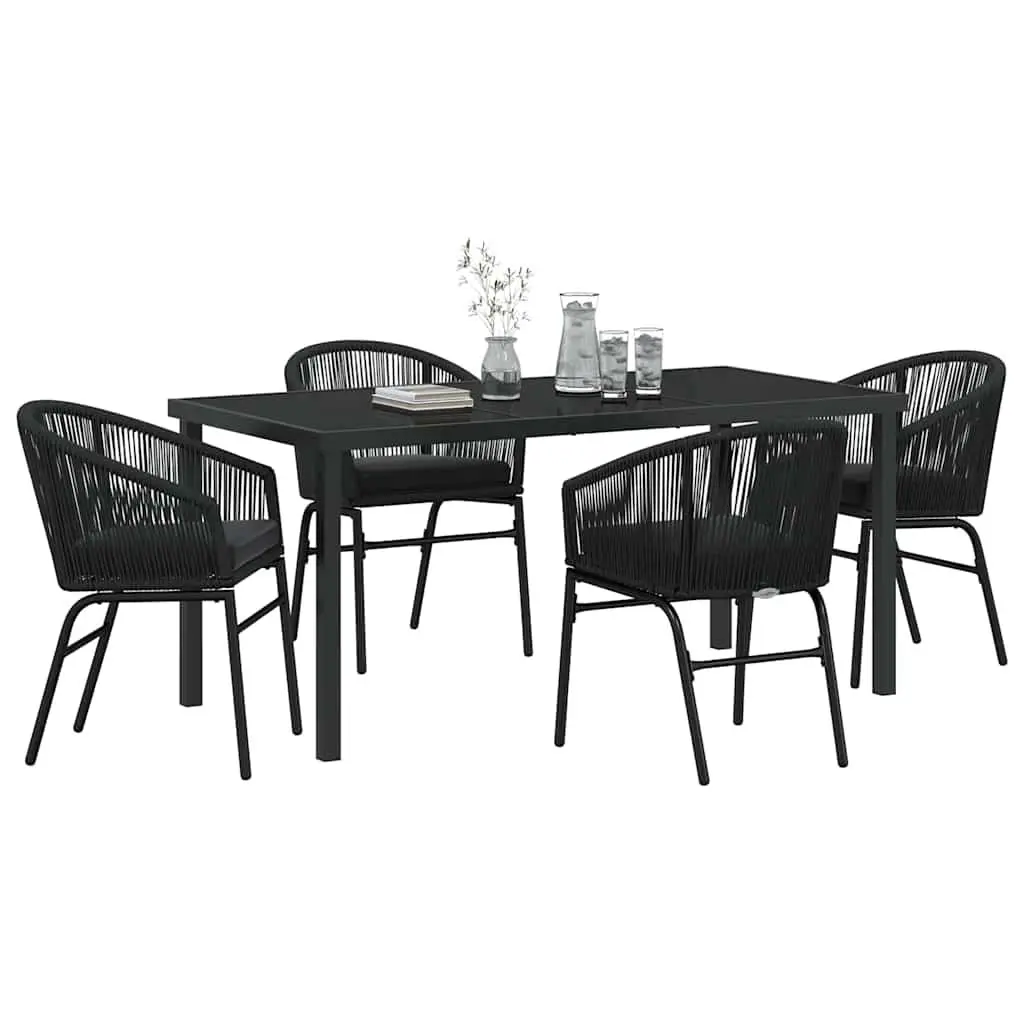 Black Steel 5-Piece Garden Dining Set