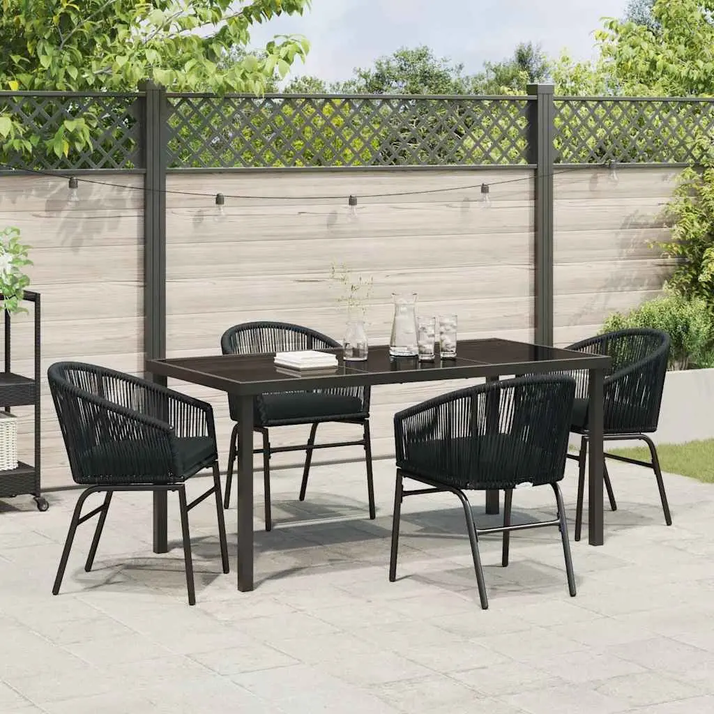 Black Steel 5-Piece Garden Dining Set
