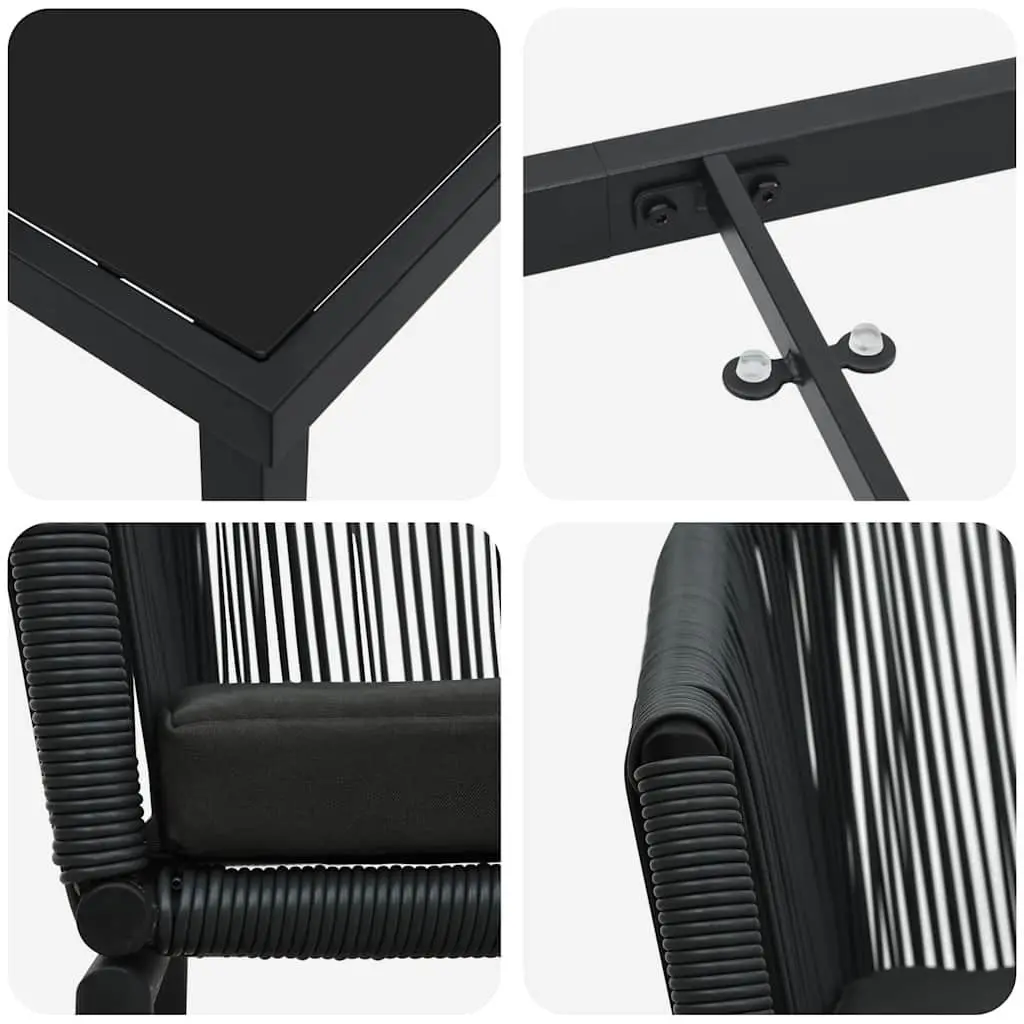 Black Steel 5-Piece Garden Dining Set