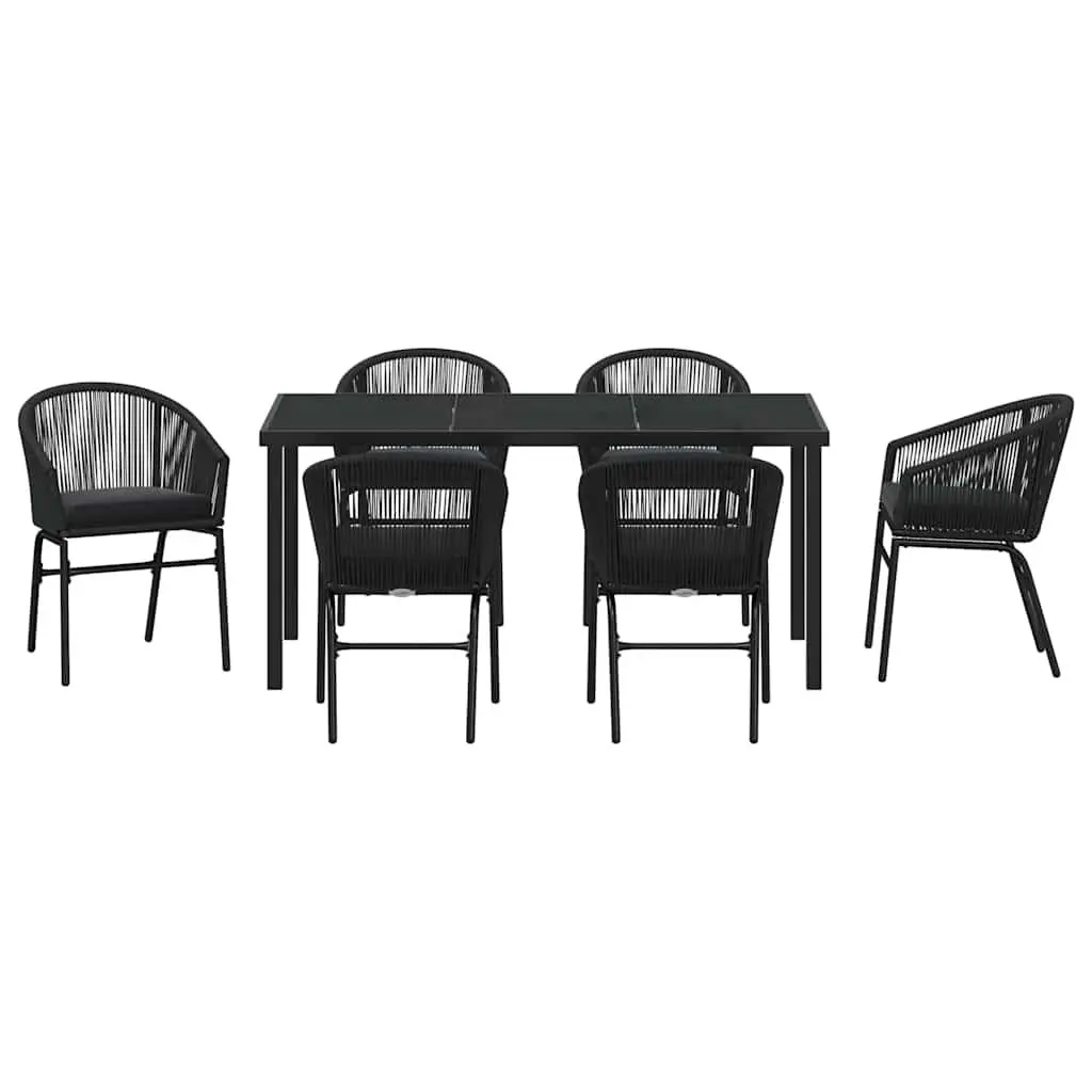 7-Piece Black Steel Frame Outdoor Dining Set