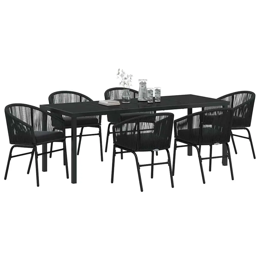 7-Piece Black Steel Garden Dining Set