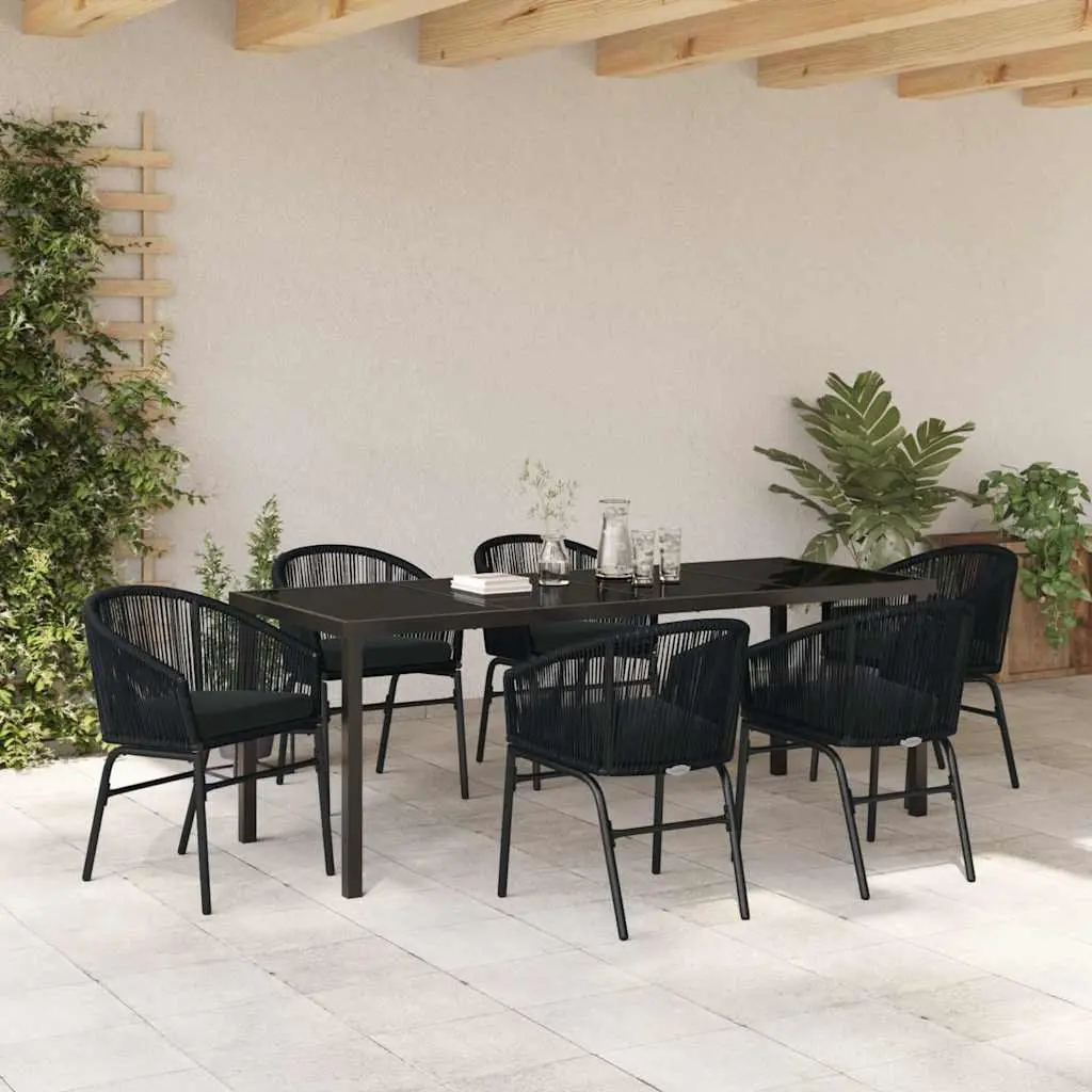 7-Piece Black Steel Garden Dining Set