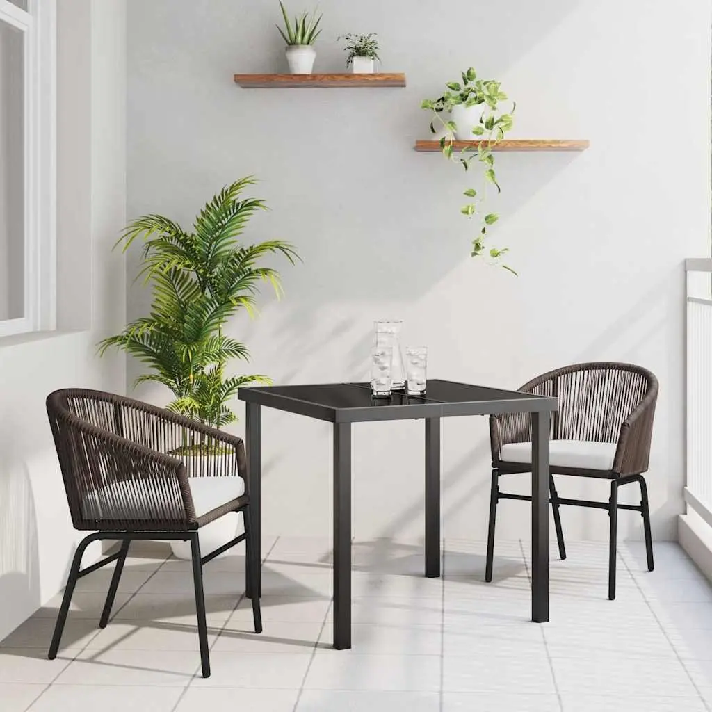 3-Piece Garden Dining Set with Glass Top