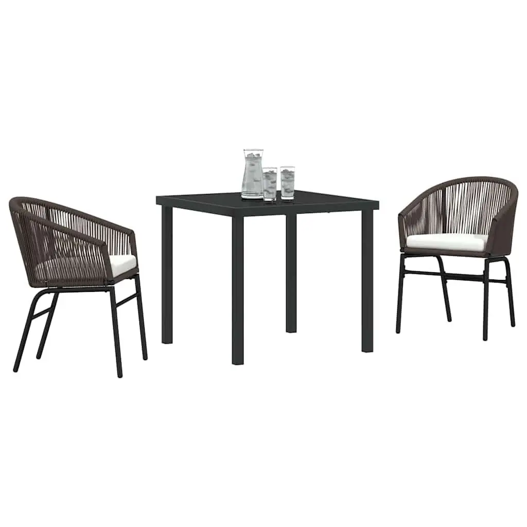 3-Piece Garden Dining Set with Glass Top