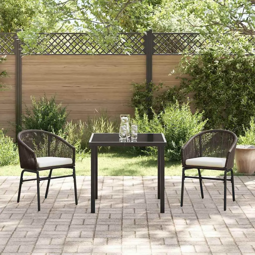 3-Piece Garden Dining Set with Glass Top