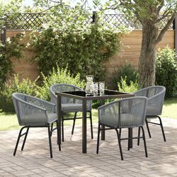 Durable Steel Frame Garden Dining Set with Glass Table