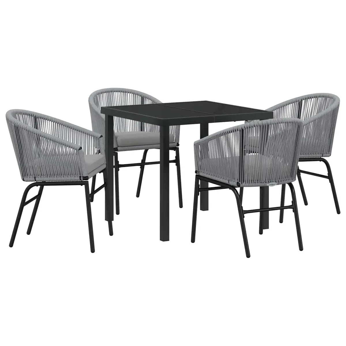 Steel Frame Garden Dining Set with Glass Table