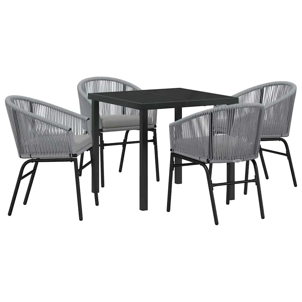 Steel Frame Garden Dining Set with Glass Table