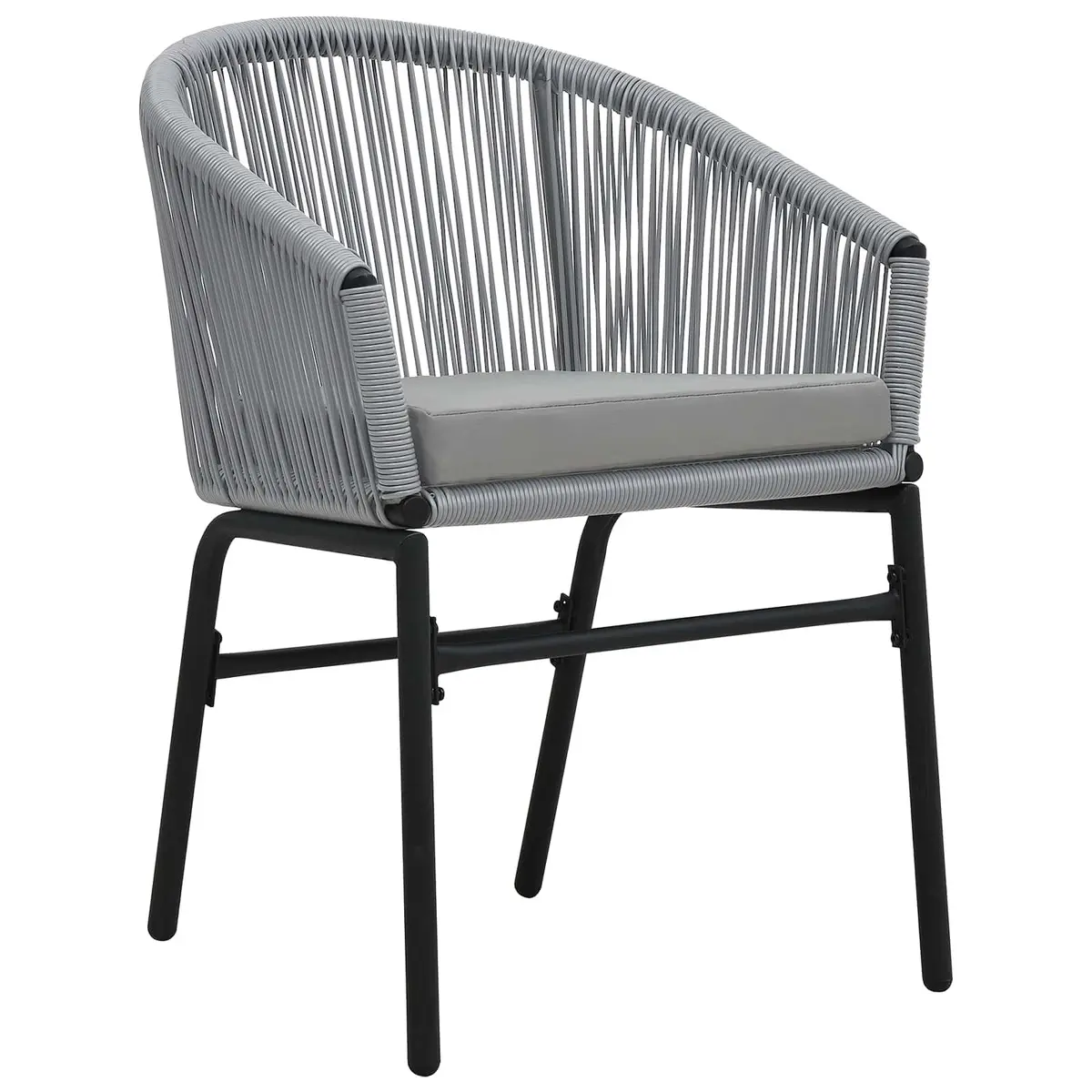 Steel Frame Garden Dining Set with Glass Table