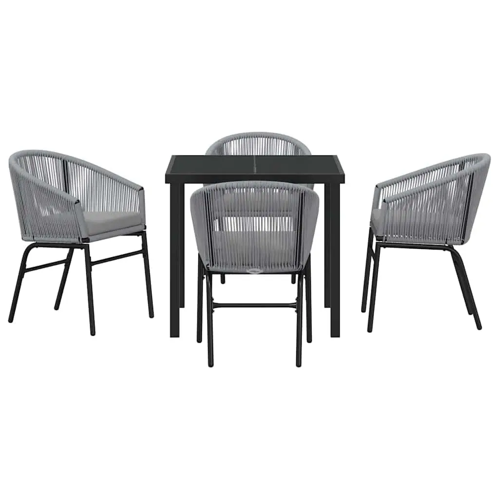 Steel Frame Garden Dining Set with Glass Table