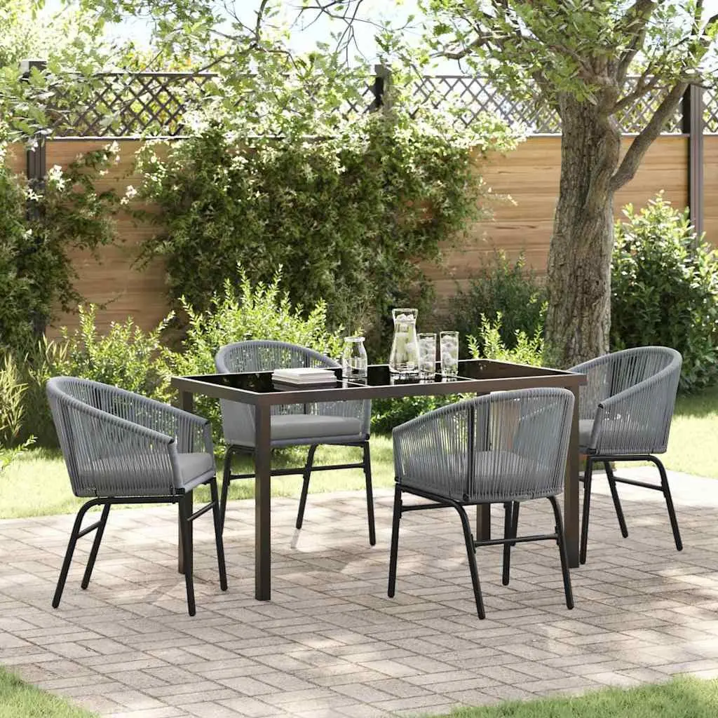 5-Piece Anthracite Outdoor Dining Set with Glass Top