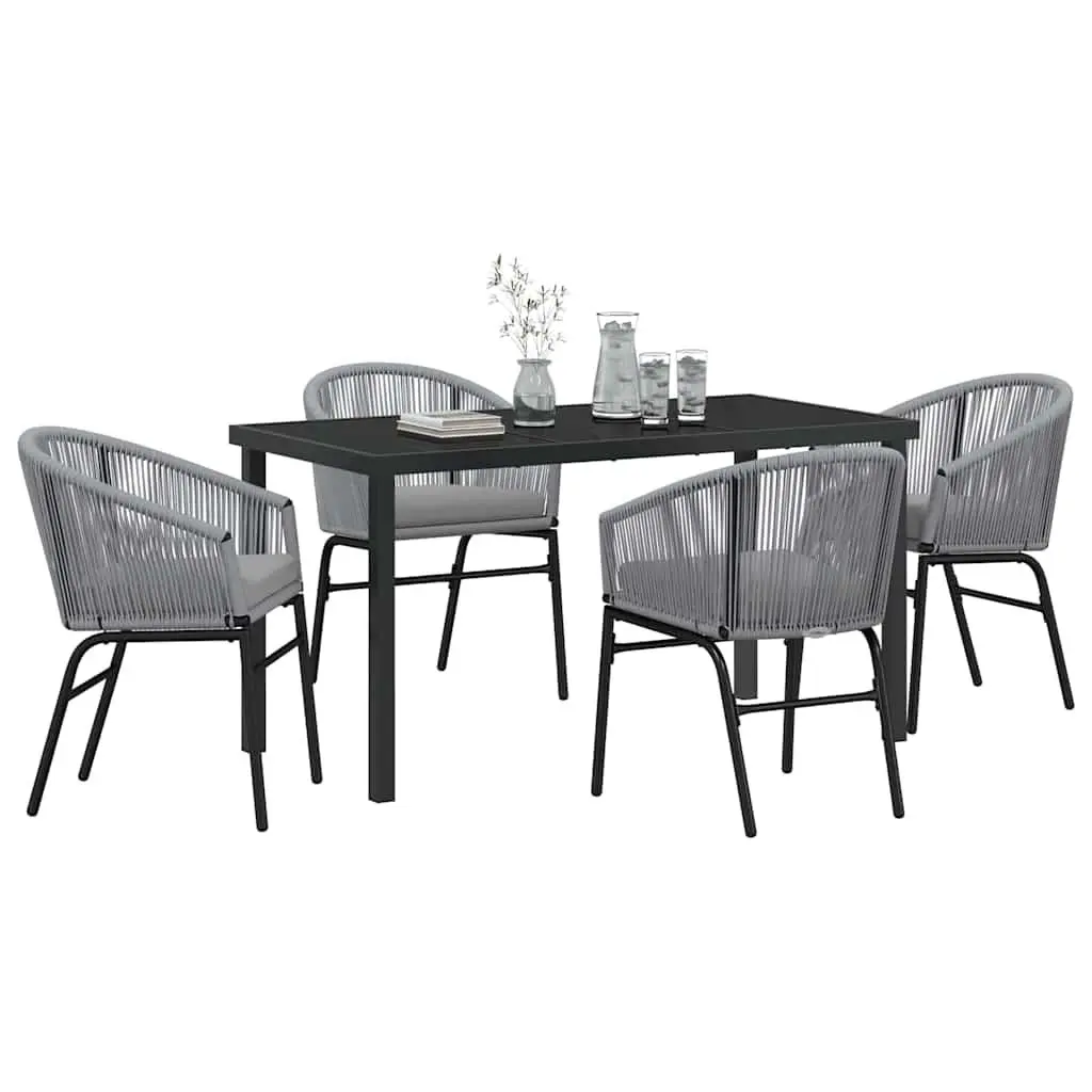 5-Piece Anthracite Outdoor Dining Set with Glass Top