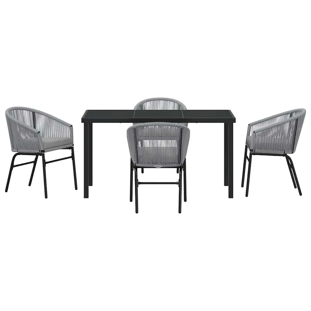 5-Piece Anthracite Outdoor Dining Set with Glass Top