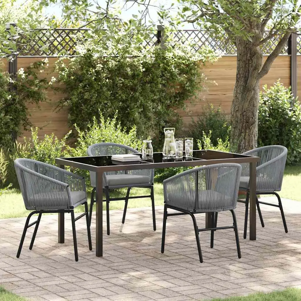 5-Piece Outdoor Dining Set with Glass Top