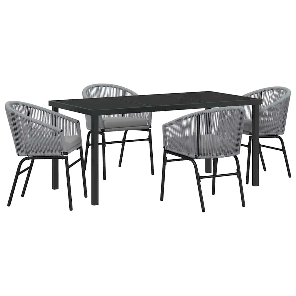 5-Piece Outdoor Dining Set with Glass Top