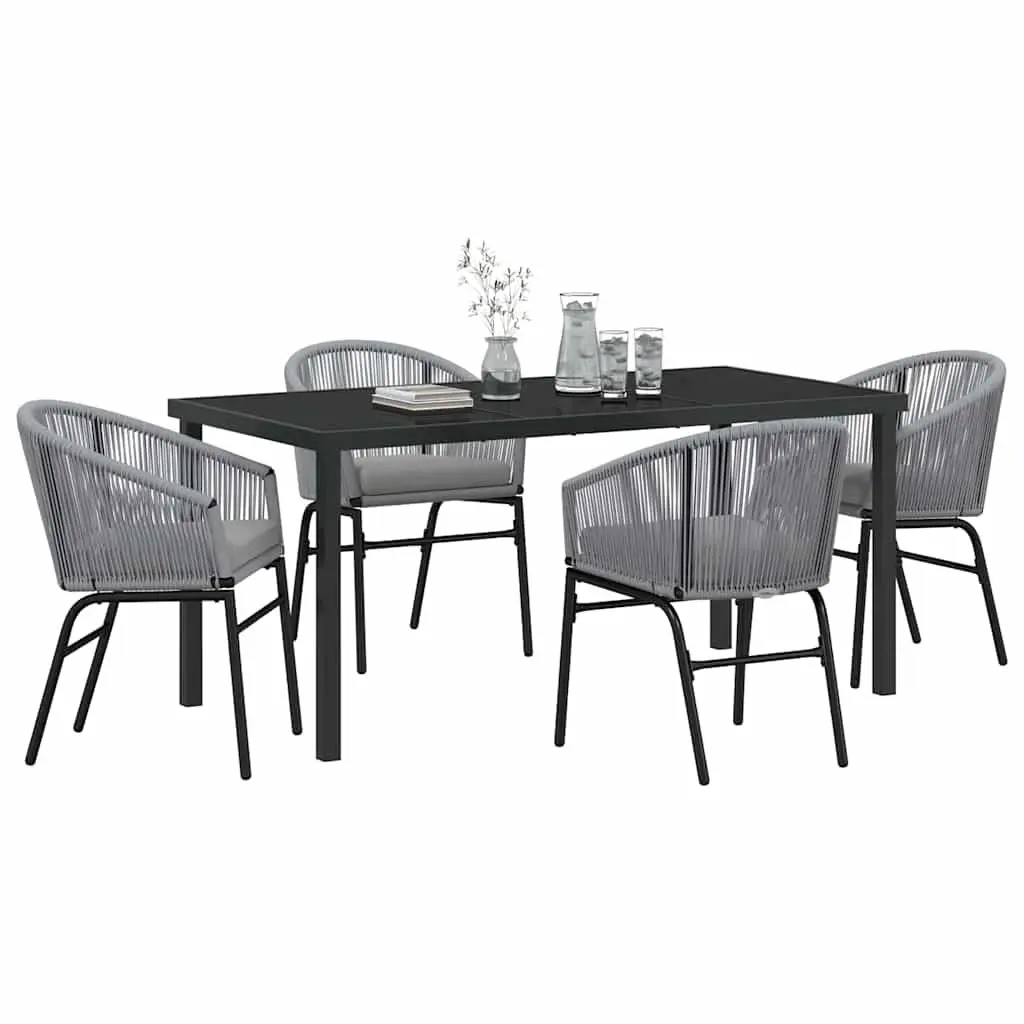 5-Piece Outdoor Dining Set with Glass Top