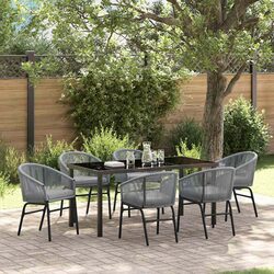7-Piece Anthracite Outdoor Dining Set with Tempered Glass