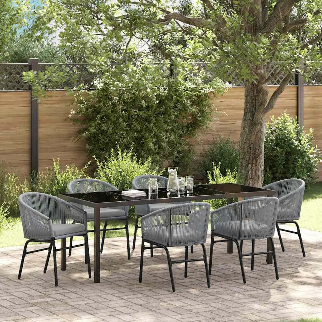 Anthracite 7 Piece Outdoor Dining Set with Steel Frame