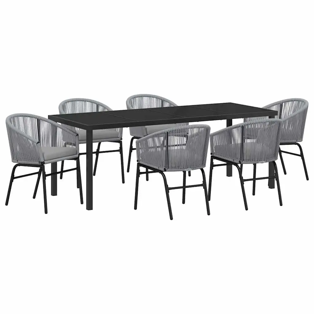 Anthracite 7 Piece Outdoor Dining Set with Steel Frame