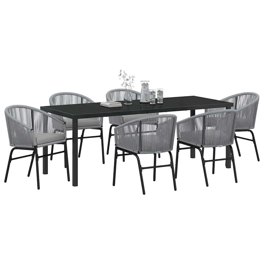 Anthracite 7 Piece Outdoor Dining Set with Steel Frame