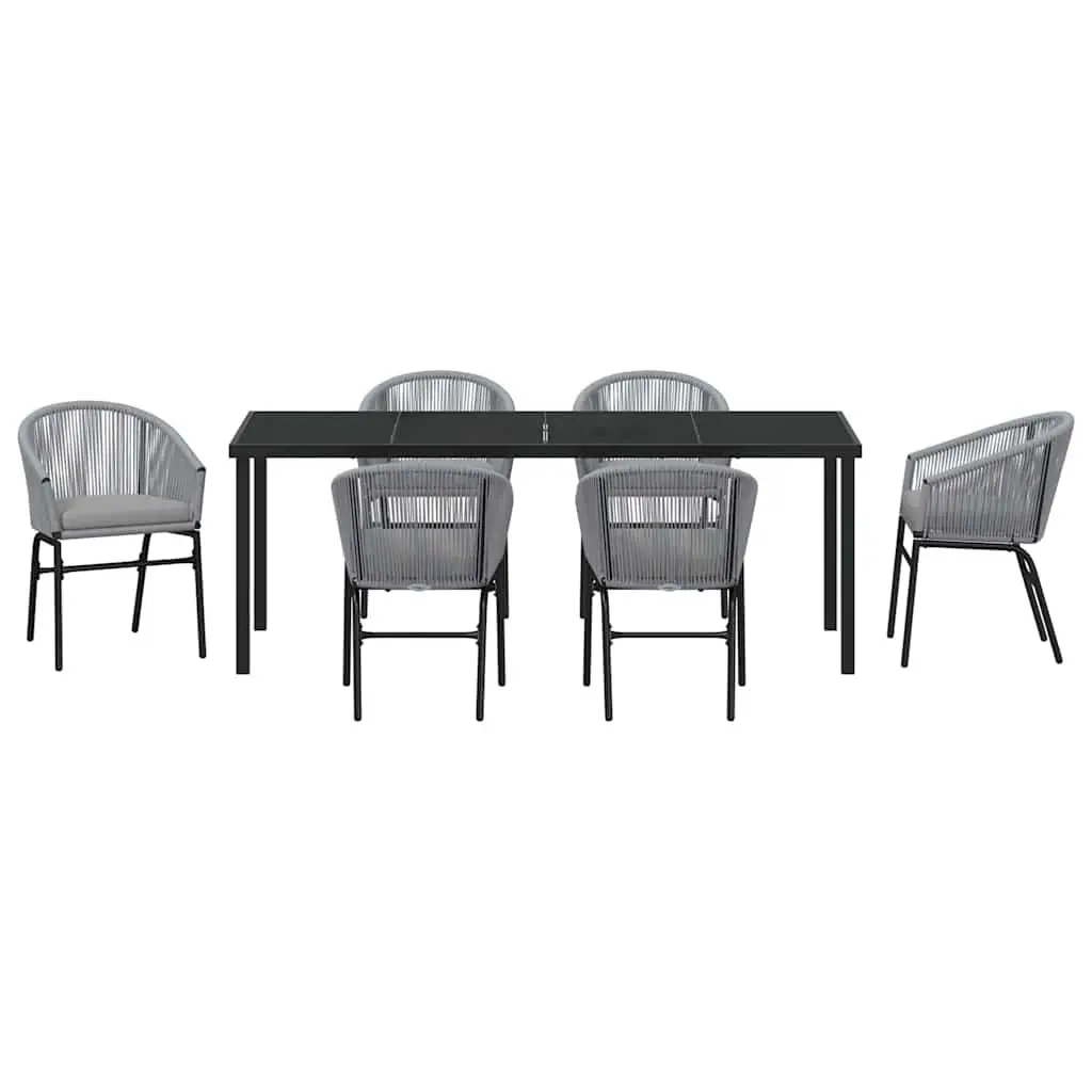 Anthracite 7 Piece Outdoor Dining Set with Steel Frame