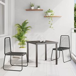 Stylish 3 Piece Garden Dining Set with Black Steel Frame
