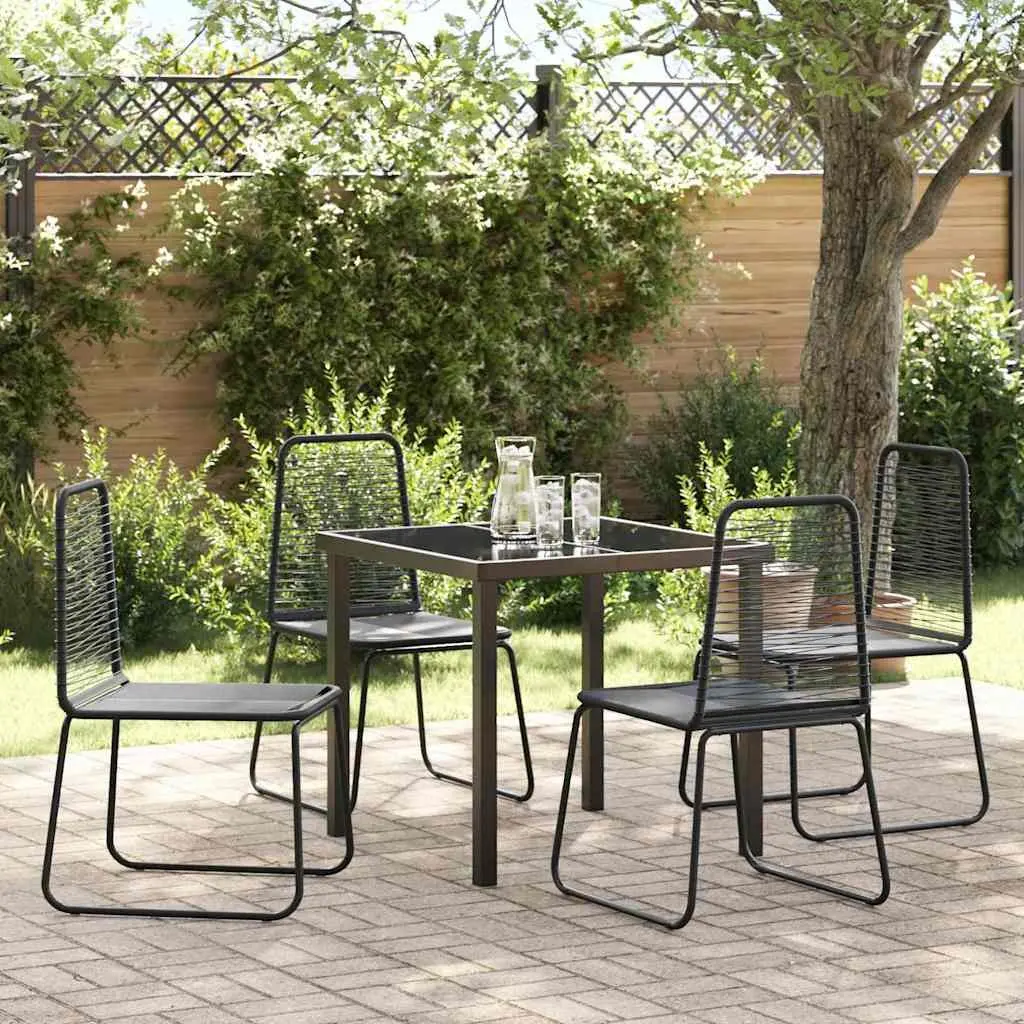Black 5-Piece Garden Dining Set for Outdoor Use