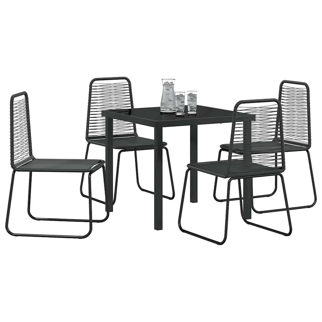 Black 5-Piece Garden Dining Set for Outdoor Use