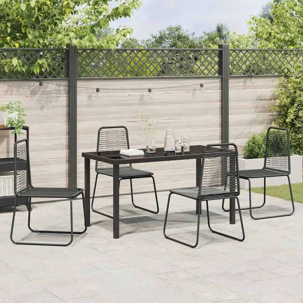 5-Piece Black Steel Garden Dining Set with Rectangular Table