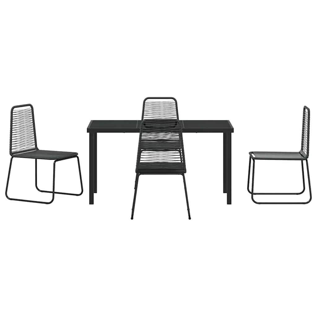 5-Piece Black Steel Garden Dining Set with Rectangular Table