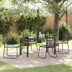 Garden Dining Set 5 pcs Black Outdoor Furniture Rectangular Table Chairs
