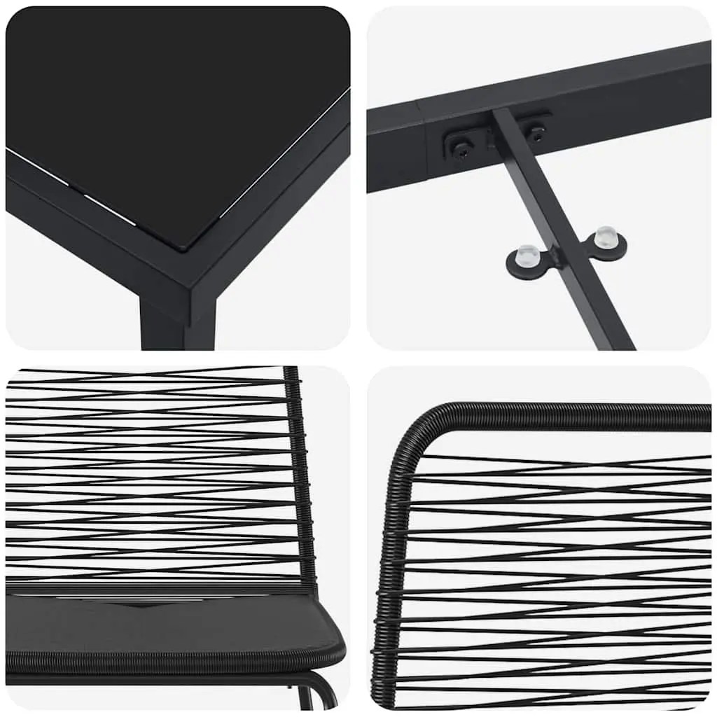 9-Piece Garden Dining Set with Black Steel Frame
