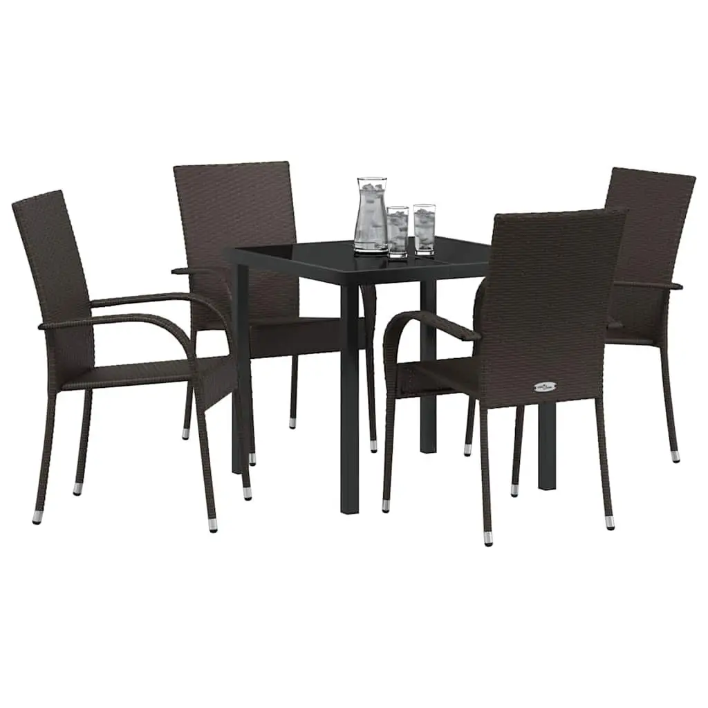 Brown Steel Frame 5-Piece Garden Dining Set
