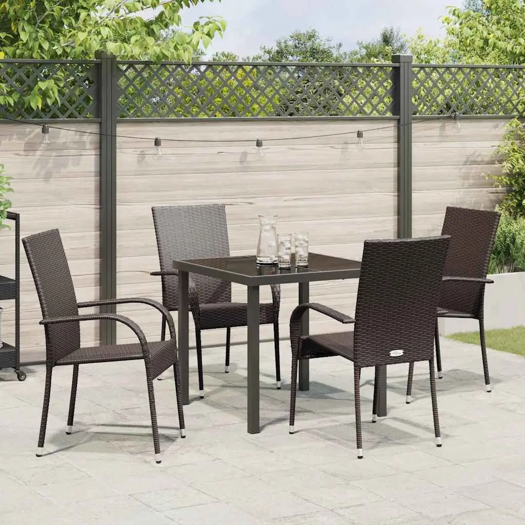 Brown Steel Frame 5-Piece Garden Dining Set