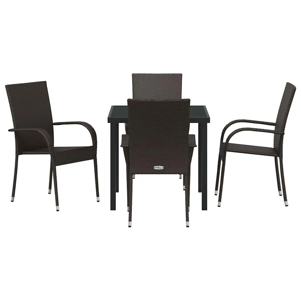Brown Steel Frame 5-Piece Garden Dining Set