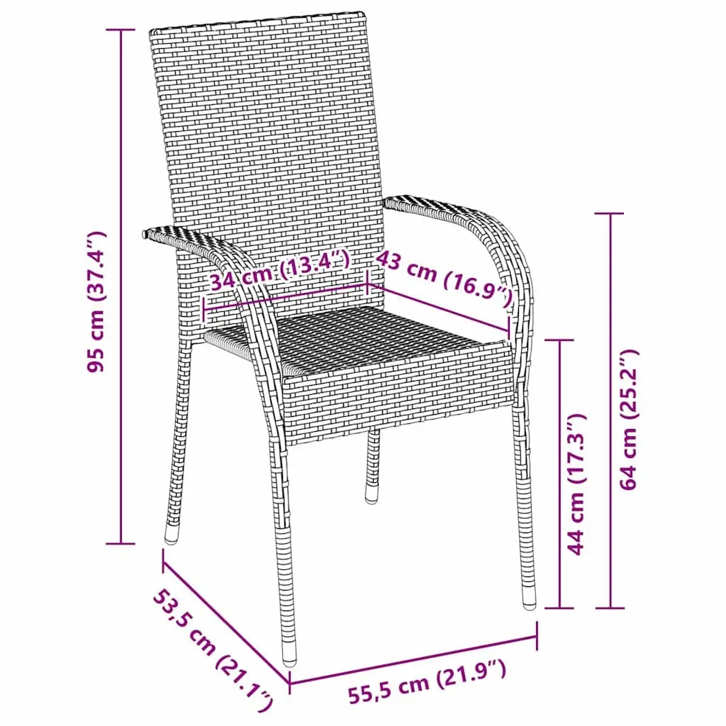 Garden Dining Set Poly Rattan Powder-coated Steel Frame Rectangular Brown 5 Piece
