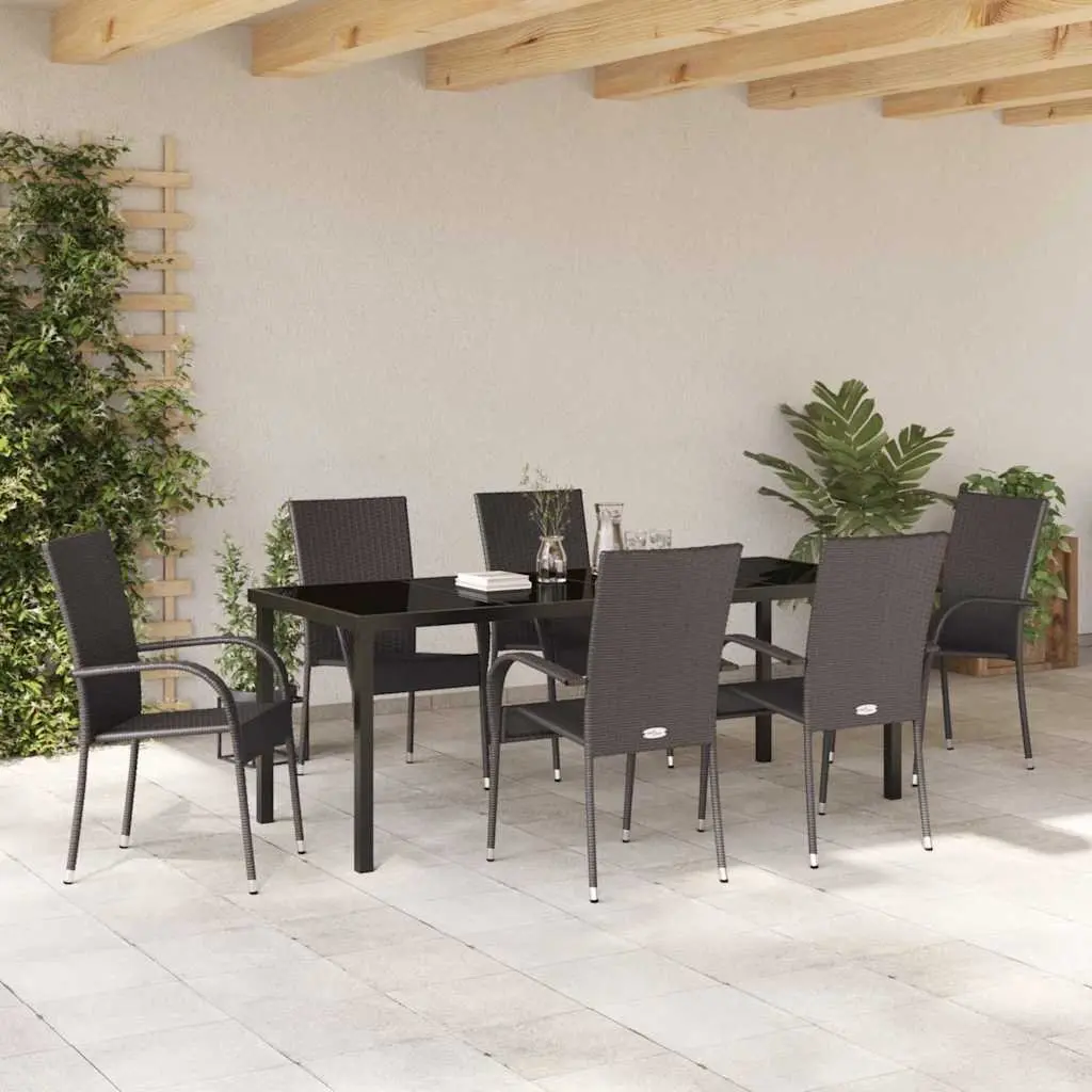 7-Piece Garden Dining Set with Durable Steel Frame