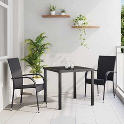 Durable 3-Piece Garden Dining Set in Black Steel