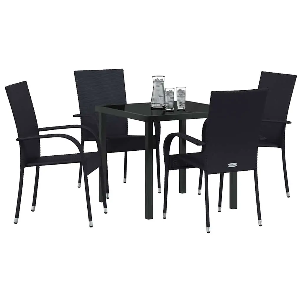 Garden Dining Set 5 Piece Outdoor Furniture Black Steel Frame Patio Table Chairs
