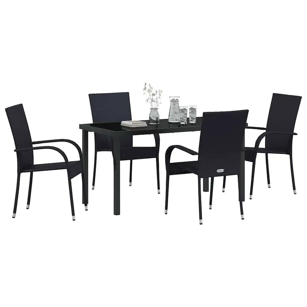 Garden Dining Set 5 Piece Black Steel Frame
