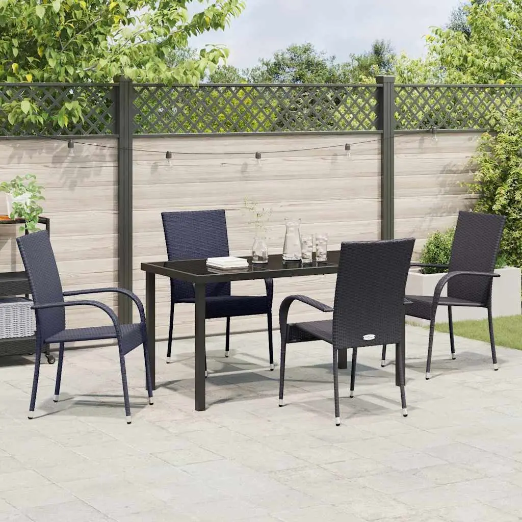 Garden Dining Set 5 Piece Black Steel Frame