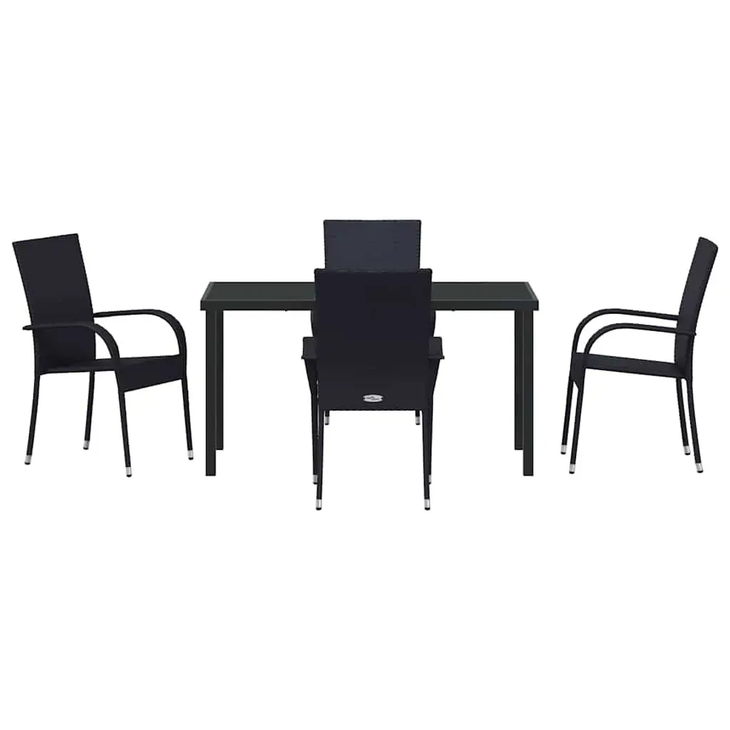 Garden Dining Set 5 Piece Black Steel Frame