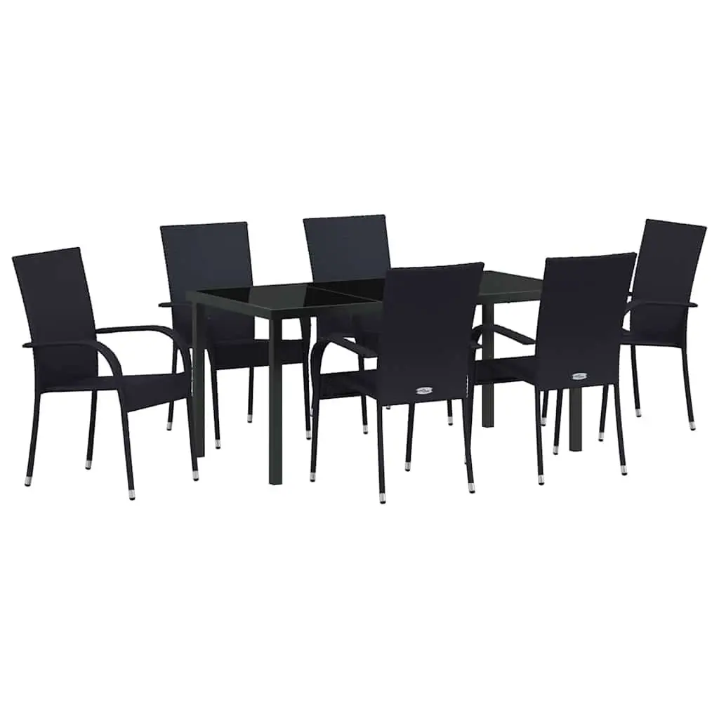 7-Piece Garden Dining Set with Durable Black Steel Frame