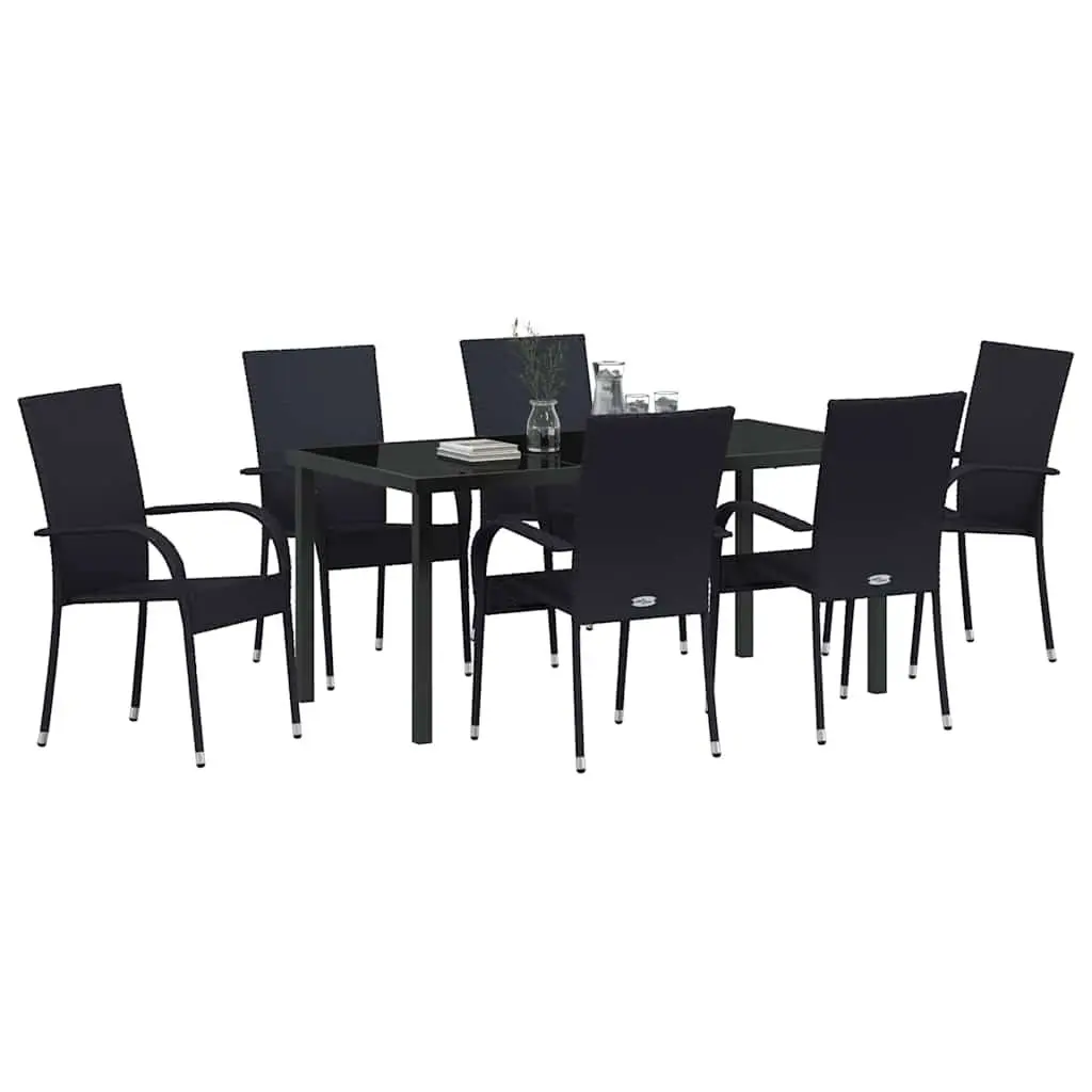 7-Piece Garden Dining Set with Durable Black Steel Frame