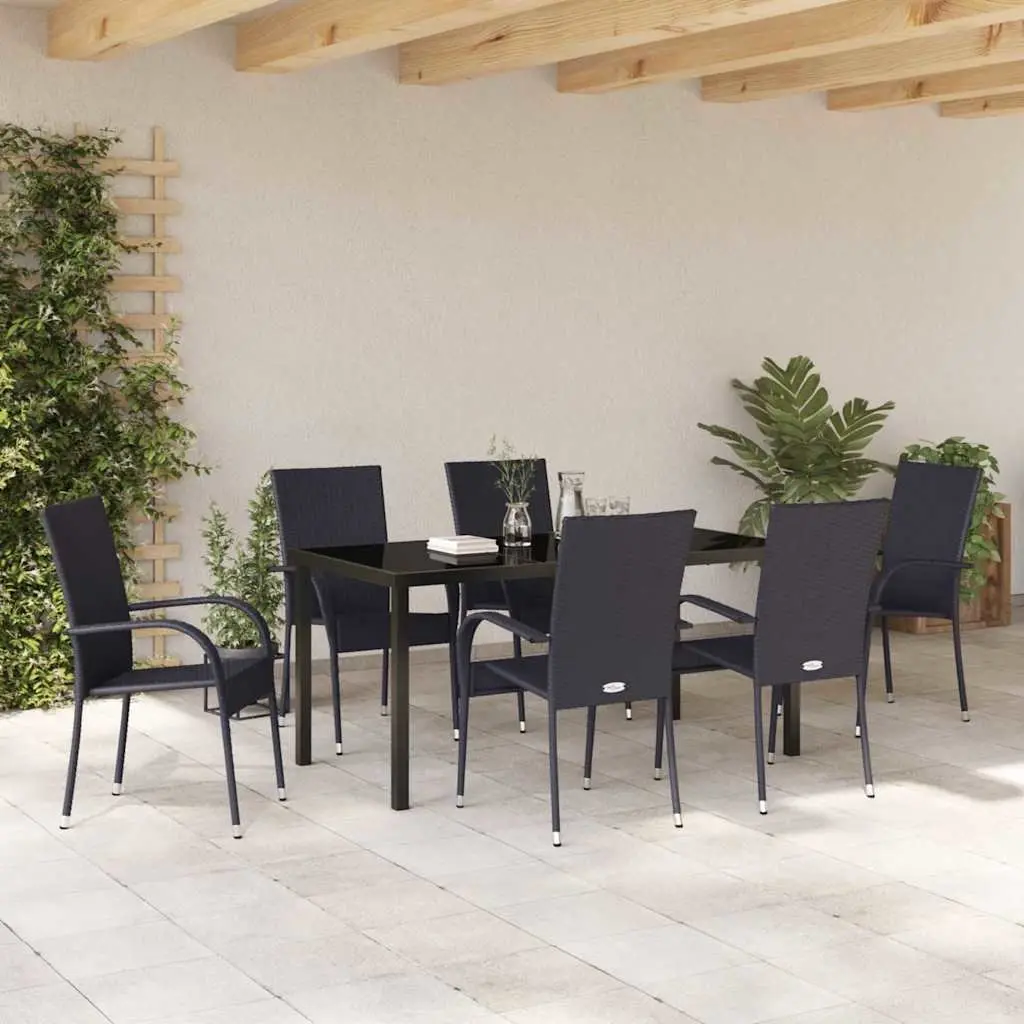 7-Piece Garden Dining Set with Durable Black Steel Frame